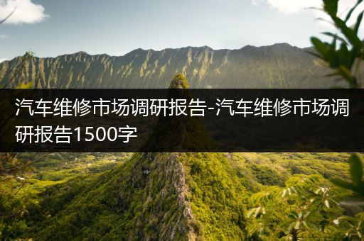 汽车维修市场调研报告-汽车维修市场调研报告1500字