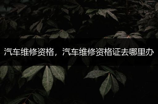 汽车维修资格，汽车维修资格证去哪里办