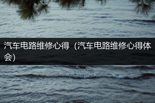 汽车电路维修心得（汽车电路维修心得体会）