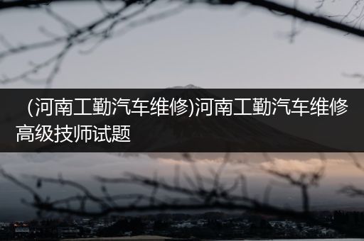 （河南工勤汽车维修)河南工勤汽车维修高级技师试题