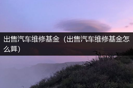 出售汽车维修基金（出售汽车维修基金怎么算）