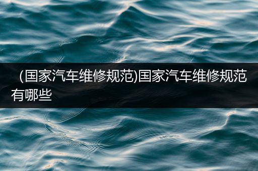 （国家汽车维修规范)国家汽车维修规范有哪些